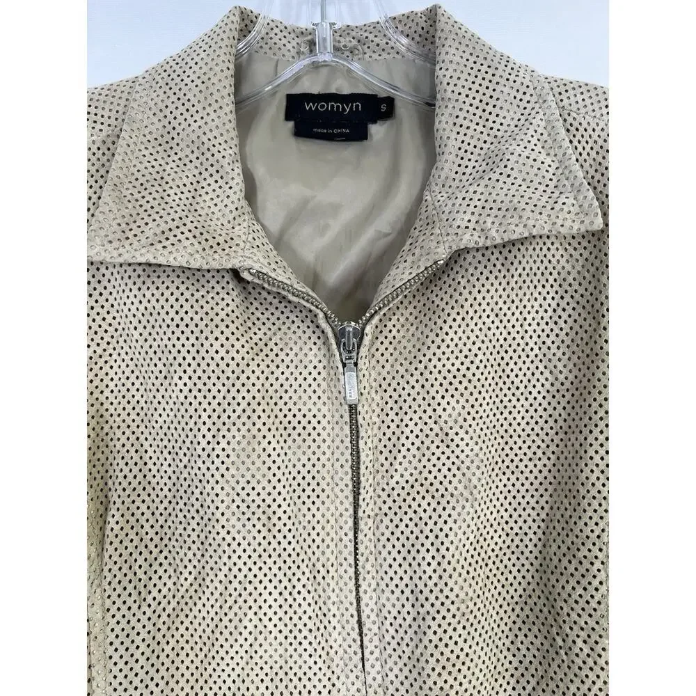 Vintage Womyn 100% Leather Cutout Jacket Perforated Women's‎ Size Small